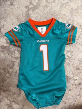 NFL Dolphins Teal and Orange Baby One-Piece Bodysuit